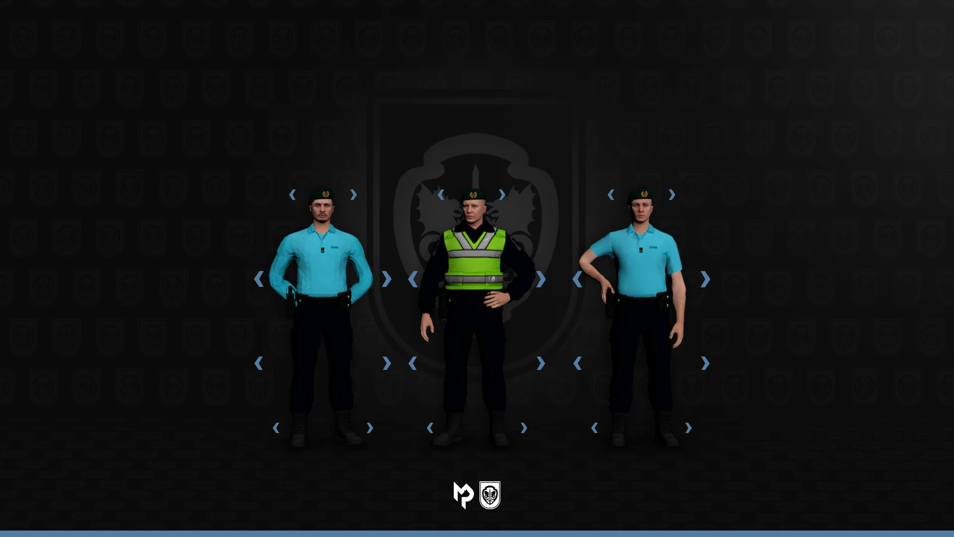 Preview dos uniformes da GNR, incluindo diferentes configurações de serviço.