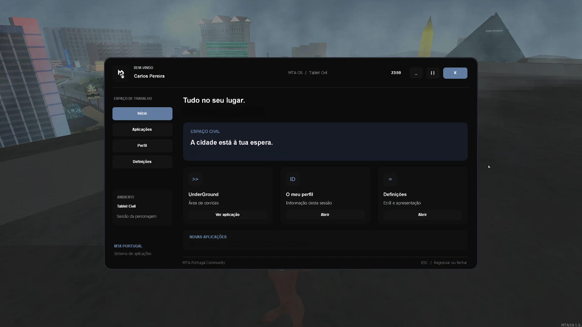 Primeiro preview do tablet civil. A interface está em desenvolvimento.